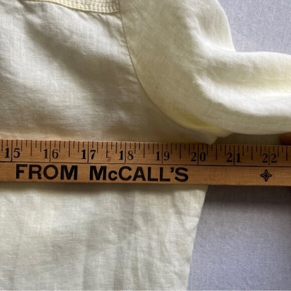 Olsen Europe linen cotton yellow light weight button down shirt Sz S-M - Picture 5 of 6